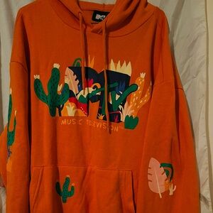 MTV Vibrant Orange Hoodie with Graphic Design
